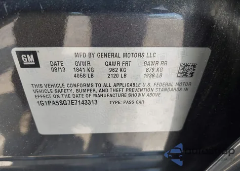 2014 Chevrolet Cruze Ls Auto из США, поврежденный, VIN 1G1PA5SG7E7143313